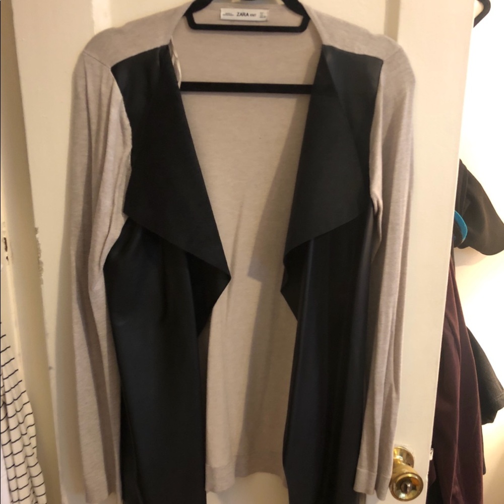 Zara faux leather beige sweater
